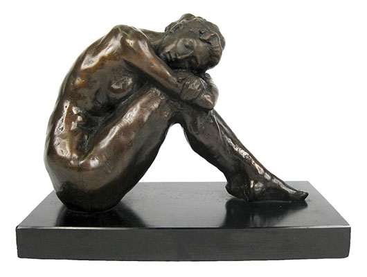 Lady Resting Bronze Sculpture On Marble Base